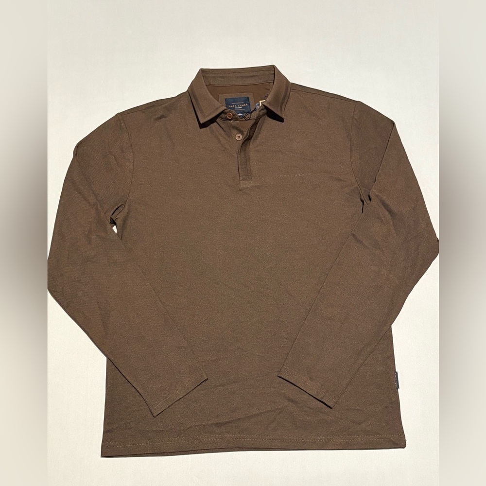NWT Marc Asher Men's Long Sleeve Polo, Size M, Dusty
Chocolate/Black
